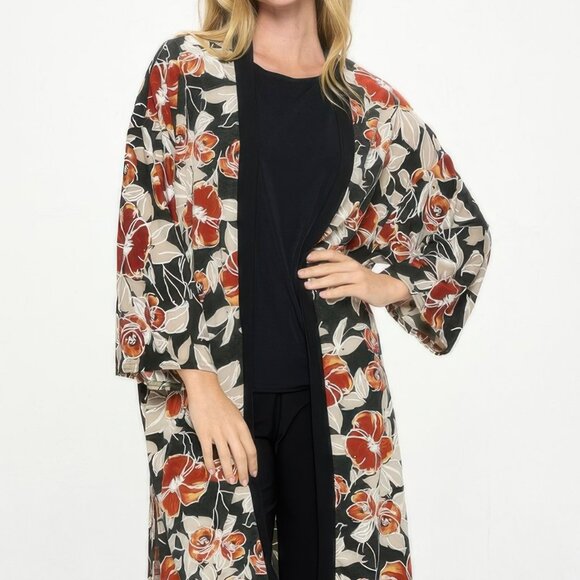 Hit Kimono Long Jacket W/pocket - Picture 1 of 5